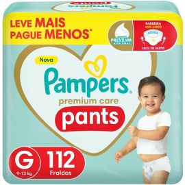 Fralda Pampers Premium Care Pants Tamanho G, Fácil de Vestir, 112 Unidades