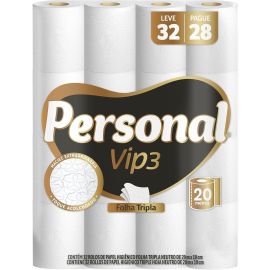 Personal Papel Higiênico Vip Folha Tripla, 32 Rolos De 20M