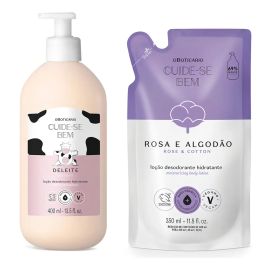 Combo Cuide-se Bem: Loção Corporal Deleite 400ml + Refil Ros Rosa E Algodão