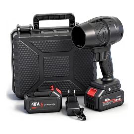 Soprador 48v Turbo Portátil Com 2 Baterias Potente - Preto Preto 48v