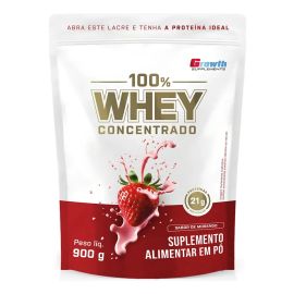 100% Whey Concentrado 900g Growth Supplements Morango