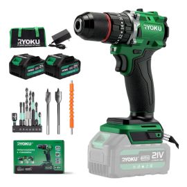 Furadeira Parafusadeira com Impacto Brushless 21V com 2 Baterias, carregador e Acessórios