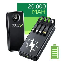 Carregador Portátil Davely Power Bank 20000mah Turbo Para Samsung, iPhone E Xiaomi Preto