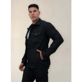 Jaqueta Masculina Jeans Preta Botões