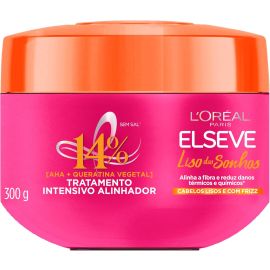 L'Oréal Paris Elseve Liso dos Sonhos Creme de Tratamento com Queratina Vegetal e AHA, Alinhamento Capilar - 300g