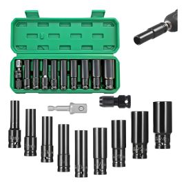 Kit Jogo Soquetes De Impacto 1/2 Pol. Longos Com 11 Peças