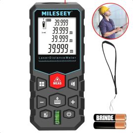 Trena Digital Laser Mileseey X5 40m Precisão 2mm Calcula Área E Volume