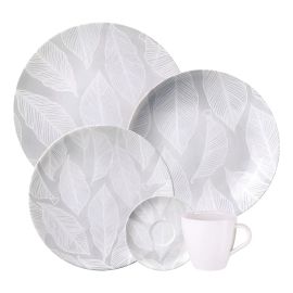 Aparelho De Jantar Tramontina Arbo Porcelana 20 Peças Cinza Florido