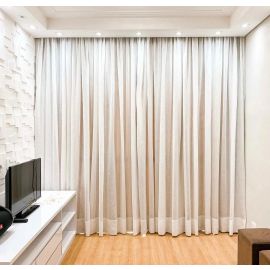 Cortina De Linho Palha Off White 4,00x2,80 Trilho Suiço Maxi Palha Off White Bege