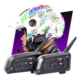 Kit Par Intercomunicador V6 Plus Capacete Comunicador Sem Fio Bluetooth Moto Fone de Ouvido para Capacete
