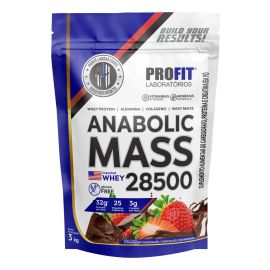 Hipercalórico Anabolic Mass 28500 - 3kg - Profit Labs Sabor Chocolate com Morango