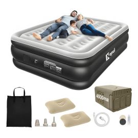 Colchão Inflável Queen Nepul Duplo com 2 Travesseiro Inflável Cinza (NE-999)