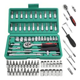 Kit 46 Peças Jogo De Chave Catraca Soquete Combo Maleta Vermelho