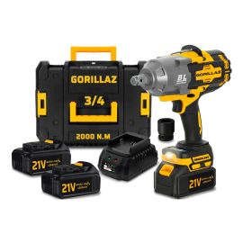 Chave De Impacto Elétrica Bivolt 3/4 Brushless 2baterias 21v Amarelo 127/220v 60hz