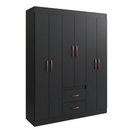 Guarda Roupa Solteiro 6 Portas 2 Gavetas Sidney Doripel Cor Preto