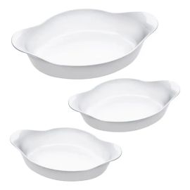 Marinex Conjunto de Assadeiras Oval Opaline 3 Peças Branco