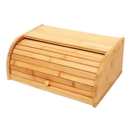 Porta Pão Bambu Com Tampa Retrátil Cor Bege Liso Casa Laura Enxovais