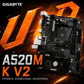 Placa Mãe A520m K V2 Amd Am4 Matx Ddr4 Gigabyte Cor Preto