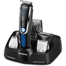 Aparador de Pelos Super Groom 10, Mondial, Preto/Azul, 6W, Bivolt - BG-03 - [PIX]