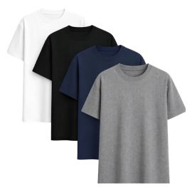 Kit 4 Camisas Camiseta Básica Lisa 100% Algodão Premium 30.1