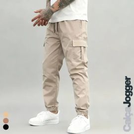 Calça Jogger Cargo Masculina Sarja Calca Streetwear Punho - [PIX]
