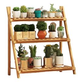 Estante para Vasos de Plantas, Floreira de Madeira, Dobrável