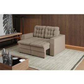 Sofá 2 Lugares Retrátil Lubeck Plush Suede Bege 140 Cm