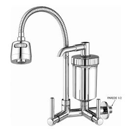 Torneira com filtro e purificador de água gourmet com tubo flexível e bica móvel