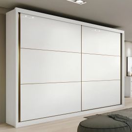 Guarda-roupa Casal MDF 2 Portas Corrediças Branco 6 Gavetas Móveis Lopas - [PIX]