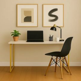 Escrivaninha Industrial 110cm Mesa Estudo Aparador Pés Aço - [PIX]