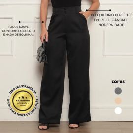 Calça Alfaiataria Wide Leg Cintura Alta