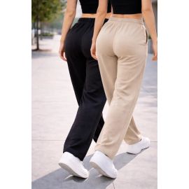 Calça Moletom Cintura Elástica Estilosa Wide Leg Pantalona