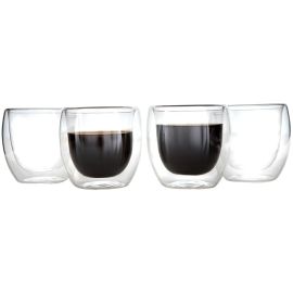 Jogo de Copos de Vidro de Café Parede Dupla 80ml 4 Peças Haus Concept Inspire