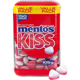 Pastilhas Mentos Kiss Sem Açúcar Sabor Morango 105g – 150 Unidades - [RECORRÊNCIA]