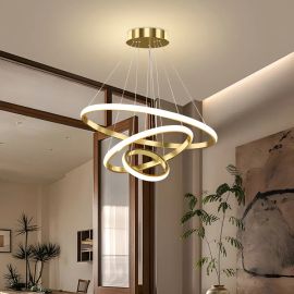 Lustre Led Sala Moderno 60w, 3 Arcos Pendente Luminária Teto 127/220v Dourado