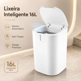 Lixeira Inteligente 16l Com Sensor Automático E Tampa Touch Branco