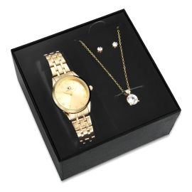 Kit Relógio Colar e Brincos Dourado Saint Germain 28mm