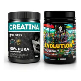 Kit: Creatina 300g + Pré-treino Evolution 300g Soldiers Nutr