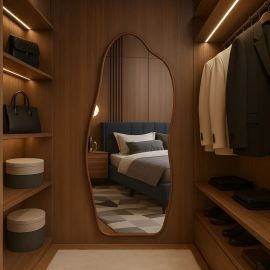 Espelho 100x50 Orgânico Corpo Inteiro Grande Moldur Caramelo Preto - [PIX]