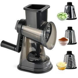 Lumai Ralador Fatiador Cortador de Legumes Queijos Verduras de Cozinha com Manivela Livre 3 Tubos Inox