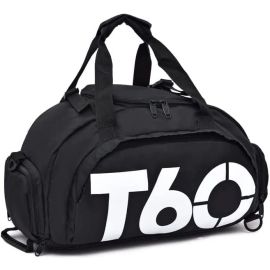 Mochila Mala T60 Para Academia Natação Camping na Cor Preta