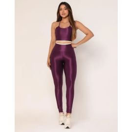 Conjunto Fitness Canelado de Poliamida (Calça + Top) - [PIX]