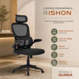 Cadeira Ergonômica RSH500 Suporte Lombar, Mesh - Rishon - [PIX]