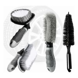 Kit 4 Escovas para Limpeza de Rodas e Pneus Automotiva Moto