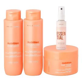 Kit Braé Stages Nutrition (Shampoo e Condicionador 250ml + Máscara 200g +Essential 60ml)