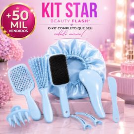 Kit 05 Escova Raquete Flex Escova Mágica e Polvo Massageador de Silicone Touca de Cetim