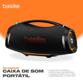Caixa de Som Portátil Basike 500W Graves Fortes IPX6 À Prova D'água RGB