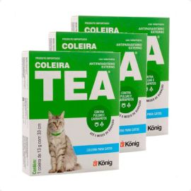 Kit 3 Coleira Antiparasitária Externo König 33 cm para Gatos - 13 g