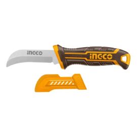 Faca Curva Aço Inox Descascadora De Fio Ingco Laranja