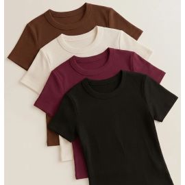 Kit 4 Blusa Ribana Canelado Estilosa Básica Baby Te